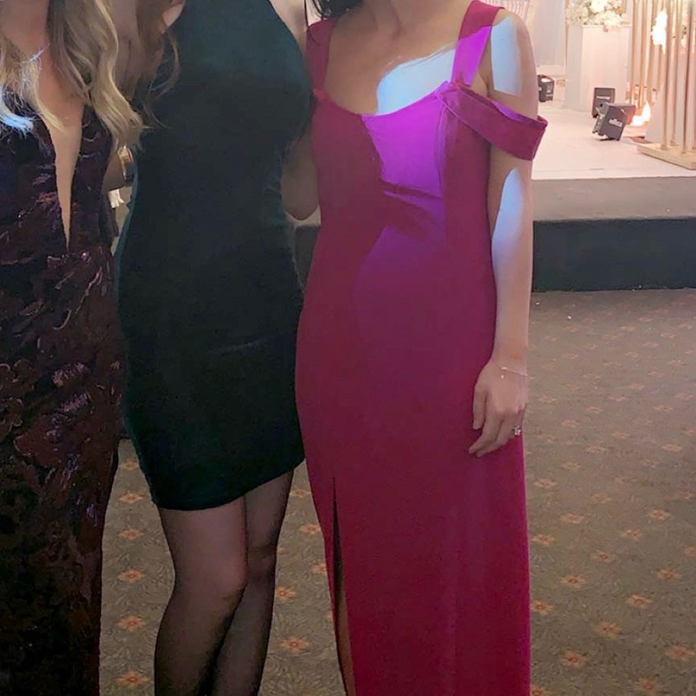 Halston Heritage Strapless Magenta Maxi Dress